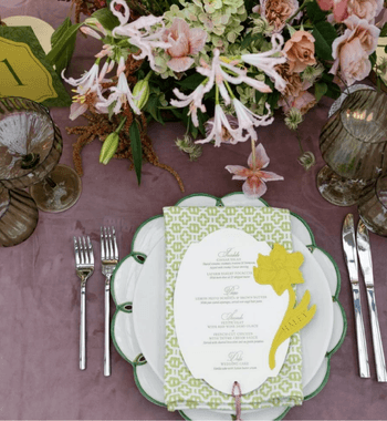 Floral and table styling mood board detail